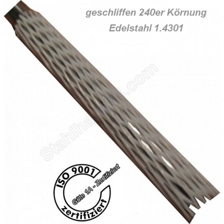 1.4301 Edelstahl V2A h9 geschliffen Korn 240 1.4301 L=500mm